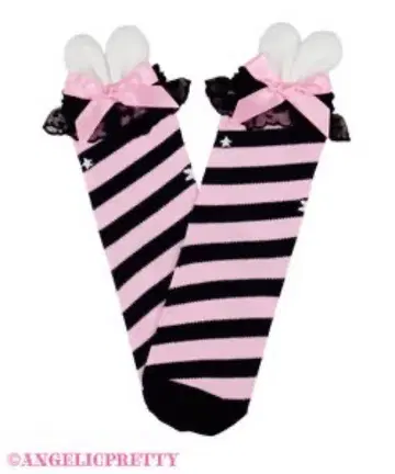 Angelic Pretty Bunny Border 크루 기장 삭스