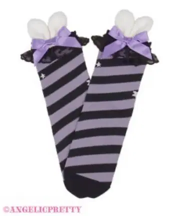 Angelic Pretty Bunny Border 크루 기장 삭스