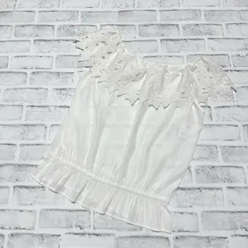 애니시스] 오프숄더 블라우스 레이스 화이트 비침 M 상당