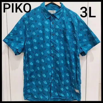 PIKO 피코 올 패턴 반팔 셔츠 알로하 셔츠 하와이안 파랑 3L