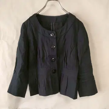 Aylesbury 노카라 자켓 가디건 7부 소매 겉옷 네이비 컬러 9호