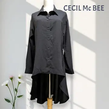CECIL Mc BEE 비대칭 밑단 셔츠 모드 스타일 오버 사이즈 블랙