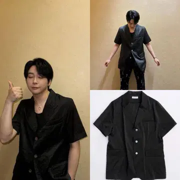 MAISON SPECIAL 새상품 실키 샴브레이 하프 슬리브 자켓