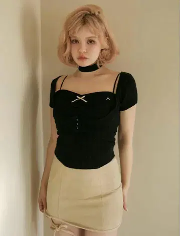 andmary Frida knit set Black 앤드 마리 반팔