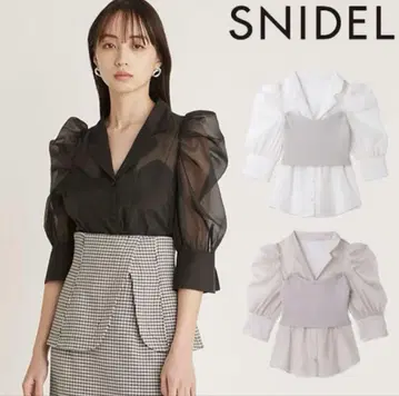 미사용 새상품 택 포함 SNIDEL 니트 뷔스티에 오간자 블라우스