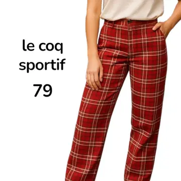 lecoqsportif 골프 팬츠 유니섹스 79 레드 체크 무늬