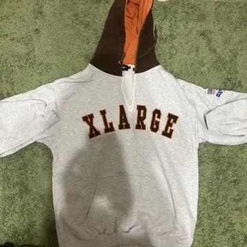 XLARGE 후드 부착 후드티 그레이/브라운