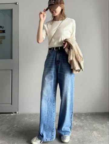 classicelf 하이 웨스트 루즈 데님 팬츠