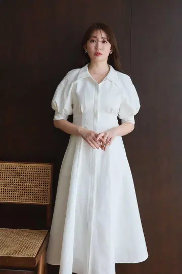 비엔나 볼륨 소매 셔츠 드레스