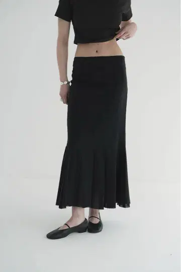 CLANE PLEATS MERMAID SKIRT BLACK 2 사이즈