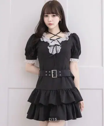 pium 레이스 프릴 티어드 미니 원피스