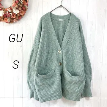 GU 퍼프 터치 오버 사이즈 가디건 그린 S 기모 넉넉한