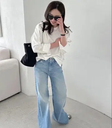 yonfa 미사용 플래시 슬릿 슬리브 티 화이트