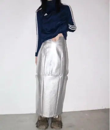 musubore 다이아 컷 가죽 스커트