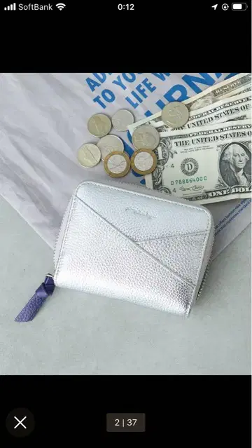 천연 가죽 아코디언 주름 미니 지갑 새상품