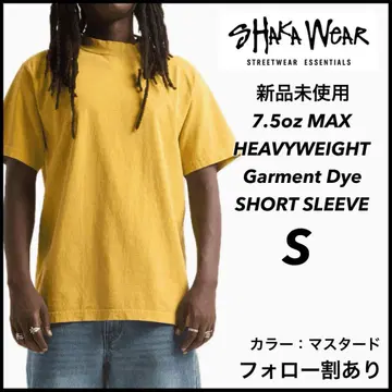 샤카웨어 미사용 새상품 7.5oz 가먼트 다이 반팔 티셔츠 머스타드 S
