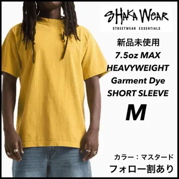 샤카웨어 미사용 새상품 7.5oz 가먼트 다이 반팔 티셔츠 머스타드 M