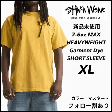 샤카웨어 미사용 새상품 7.5oz 가먼트 다이 반팔 티셔츠 머스타드 XL