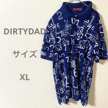 DIRTYDAD 숫자 프린트 폴로 셔츠 파랑 빅 사이즈