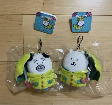 비가 오네요 마스코트 곰과 퍼그 나가노