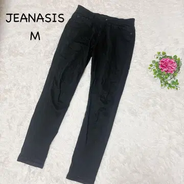 지나시스 M 블랙 슬랙스 코튼 세탁 가능 소가죽 패치 스테디셀러