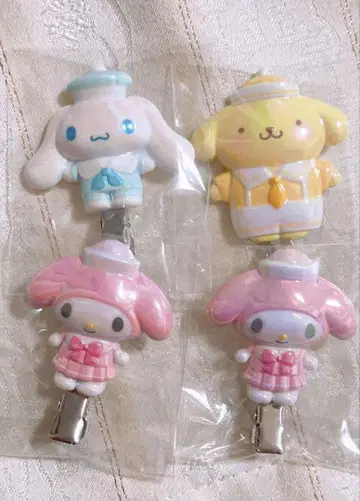 산리오 세일러 카라 디자인 앞머리 클립 4개 세트