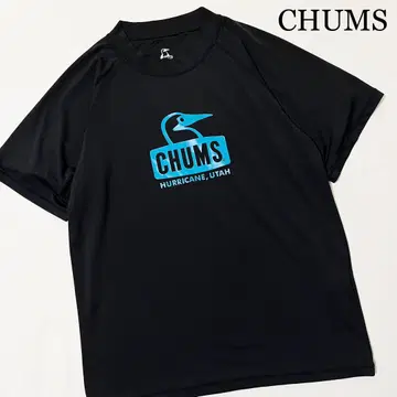 CHUMS 참스 빅 로고 폴리에스테르 티셔츠 블랙 L
