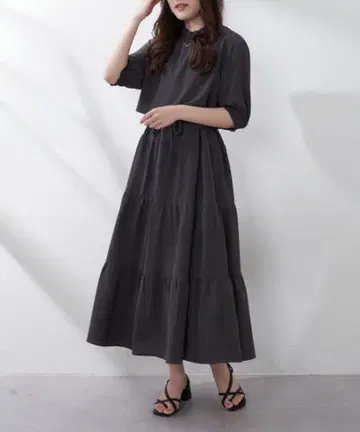티어드 원피스 OLIVE des OLIVE OUTLET 흑먹색