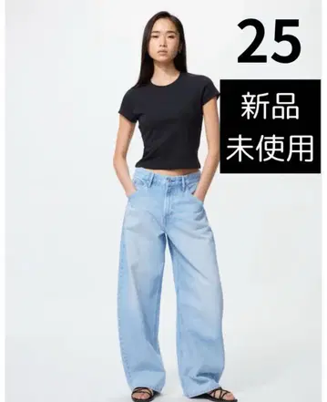 유니클로 배기 커브 청바지 블루 25