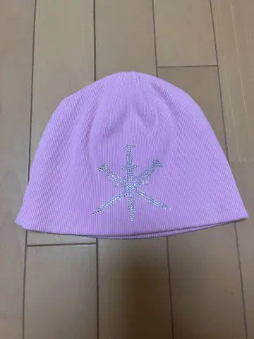 UNKNOWN 핑크 비니 Y2K 니트 모자 스와로브스키 자수