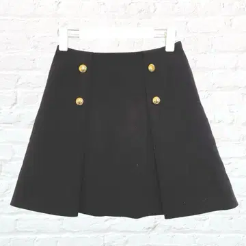 주얼 체인지 미니 스커트 박스 플리츠 골드 버튼