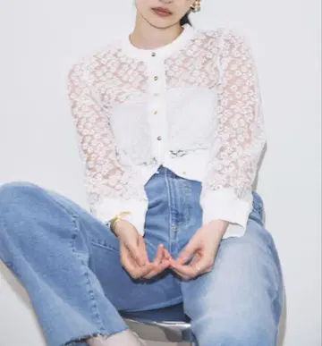노스탤지어 작은 꽃 튤 가디건