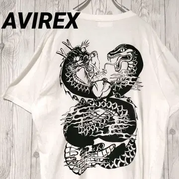 격렬한 아비렉스 AVIREX 티셔츠 양면 프린트 흰색 화이트 XL