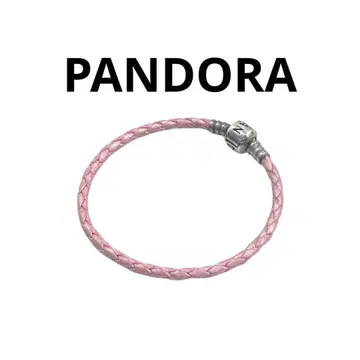 PANDORA 판도라 가죽 팔찌 핑크 메탈릭 계열