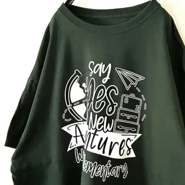say yes new 어드벤처 티셔츠 카키 그린 그린 구제 의류