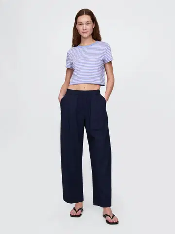Gap 미드 라이즈 린넨 블렌드 이지 배럴 팬츠