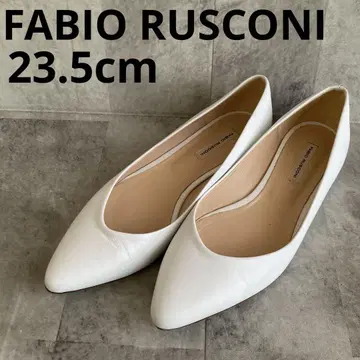 FABIO RUSCONI 화이트 스틸레토 플랫 슈즈 23.5