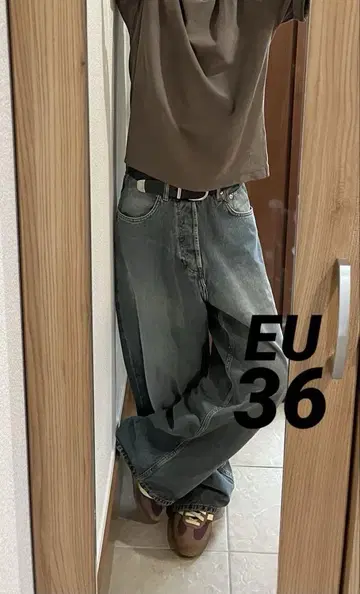 ZARA 엑스트라 배기/슈퍼 배기 진 EU [블루그린] EU36