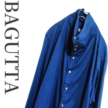 BAGUTTA 네이비 스탠드 카라 셔츠