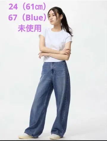 유니클로 배기 커브 청바지 24 (61cm) 67 (블루) 미사용