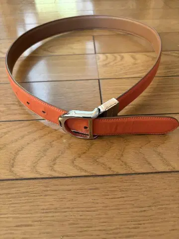 RALPH LAUREN 오렌지 카멜 리버서블 가죽 벨트