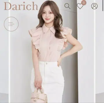 darich 다리치 더블 프릴 슬리브 블라우스 핑크