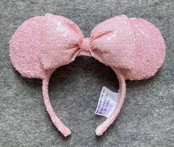 디즈니랜드 머리띠 홍콩 스팽글 파스텔 핑크 미니