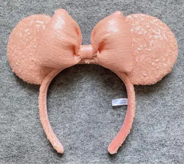 디즈니랜드 머리띠 스팽글 오렌지 핑크 미니 파스텔