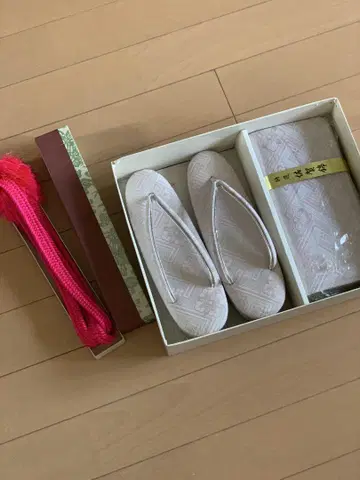 미사용 [사가 니시키] 조리 & 핸드백 & 끈 3개 세트