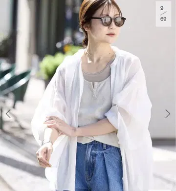 SLOBE IENA 라미 개더 셔츠 화이트