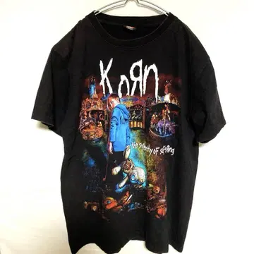 KORN 밴드 티셔츠 M 블랙 메탈 라우드 락 그런지 힙합