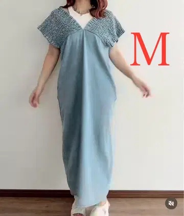 시마무라 add COLOR 데님 셔링 원피스 중파랑 사이즈 M