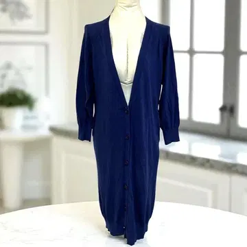 SLY STANDARD 롱 가디건 [F] 네이비 면 포켓 있음