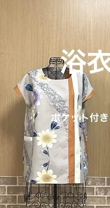 주센 유카타 기모노 리메이크 튜닉 핸드메이드 상의 블라우스 목화